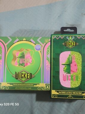 Wicked True Wireless Earbuds and Wireless Mouse Bundle in Green and Pink